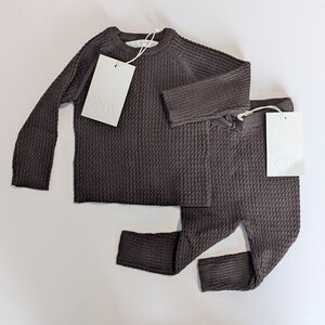 NWT Zara Dark Brown Cable Knit Sweater + Pants Set